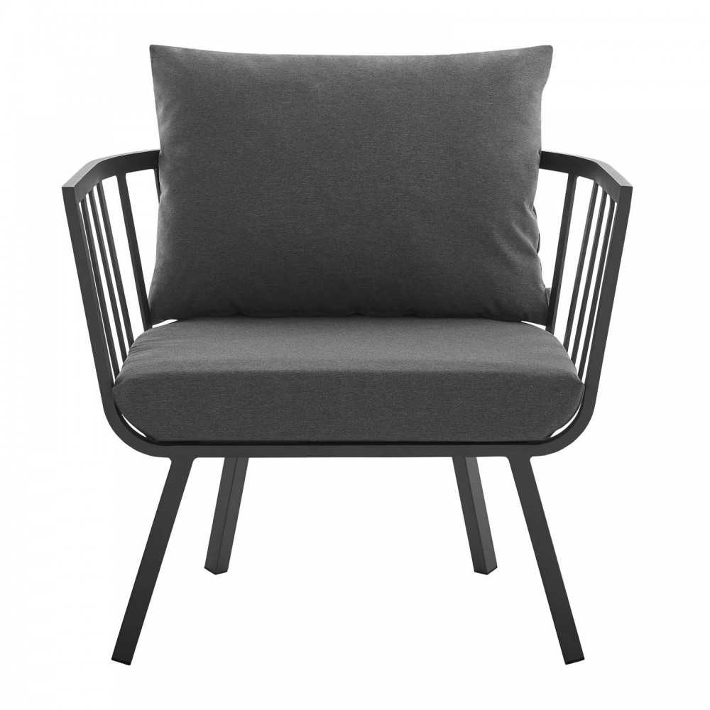 Riverside Outdoor Patio Aluminum Armchair Set of 2, Gray Charcoal