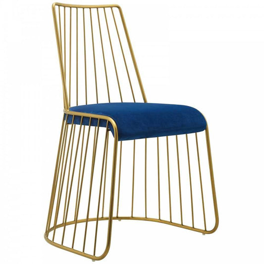 Rivulet Gold Stainless Steel Performance Velvet Dining Chair, Gold Navy