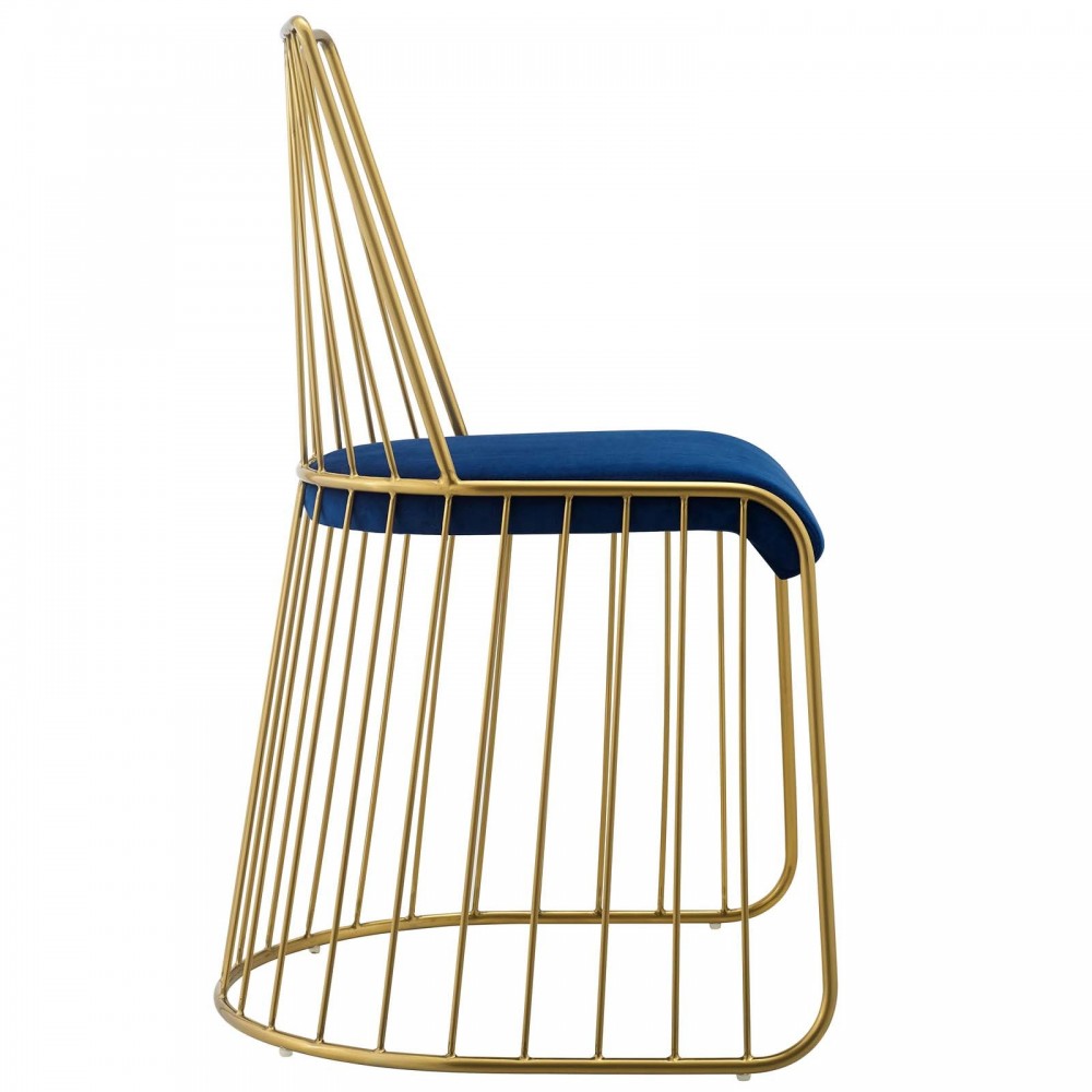 Rivulet Gold Stainless Steel Performance Velvet Dining Chair, Gold Navy