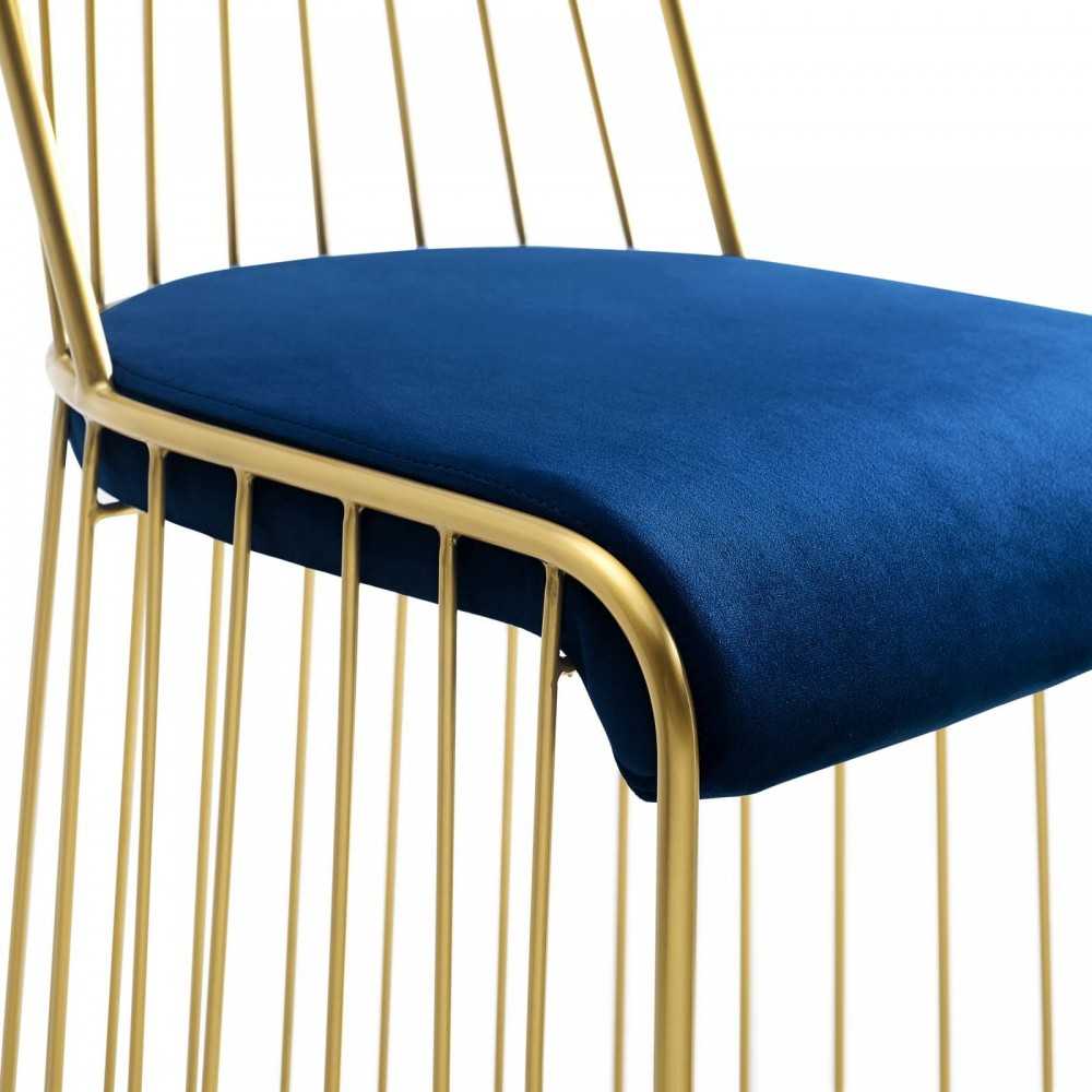 Rivulet Gold Stainless Steel Performance Velvet Dining Chair, Gold Navy