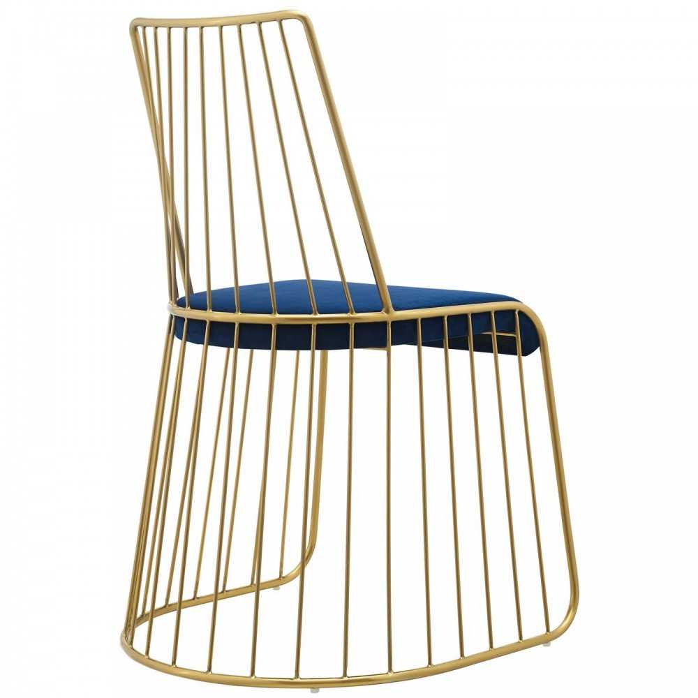 Rivulet Gold Stainless Steel Performance Velvet Dining Chair, Gold Navy