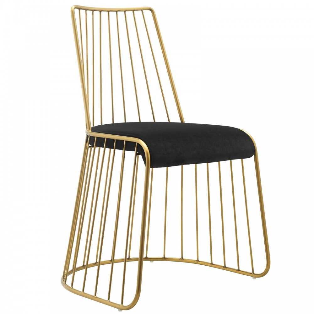 Rivulet Gold Stainless Steel Performance Velvet Dining Chair Set of 2, Gold Black