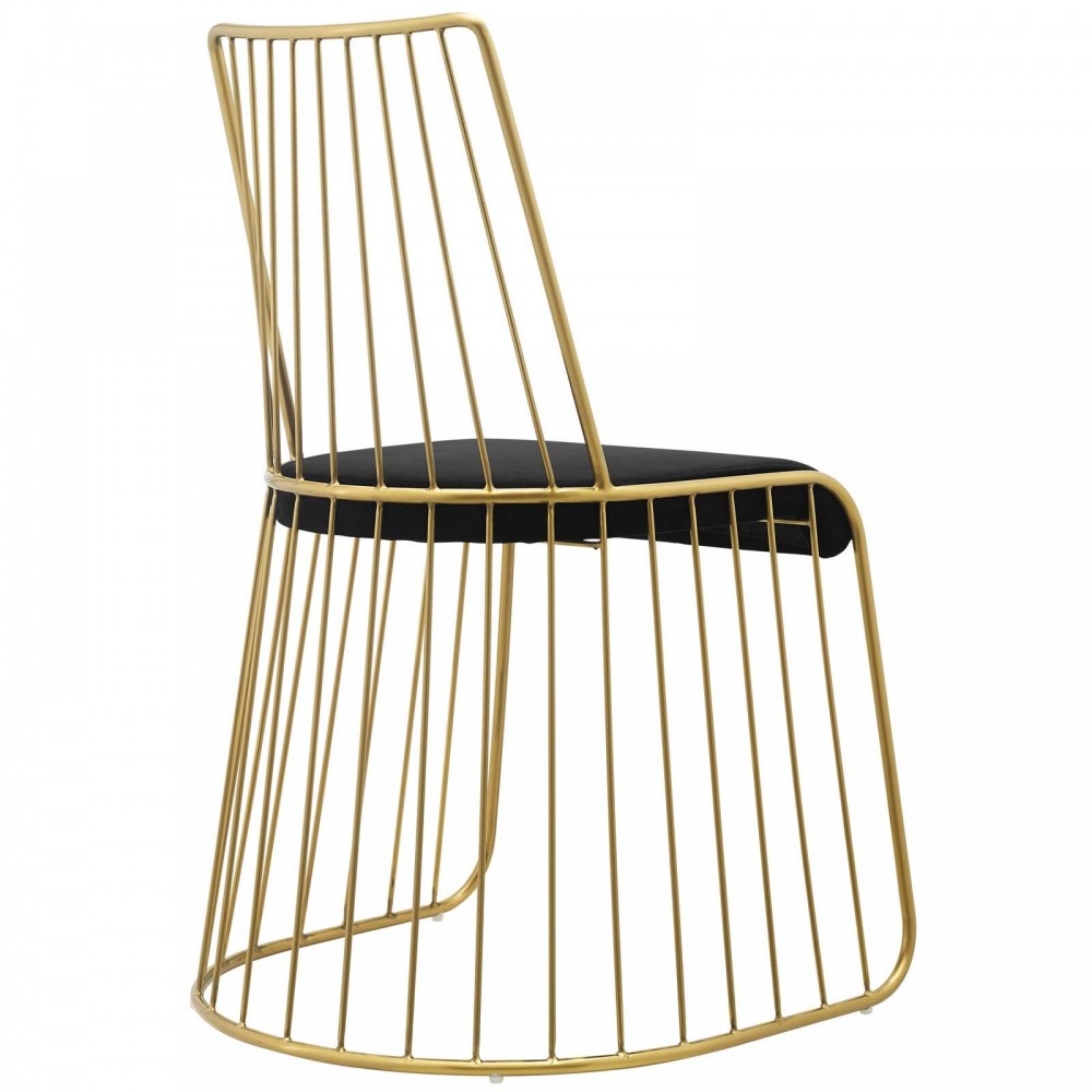 Rivulet Gold Stainless Steel Performance Velvet Dining Chair Set of 2, Gold Black
