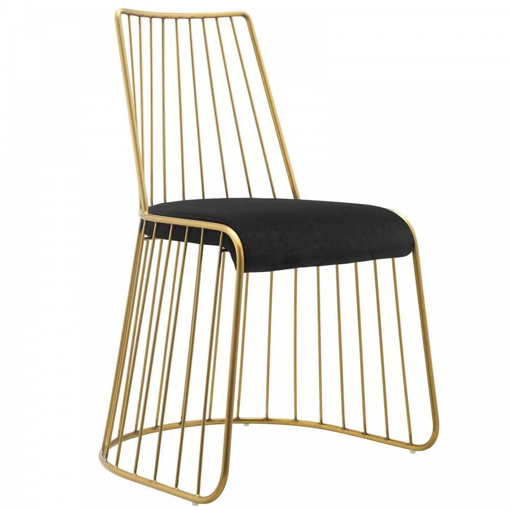 Rivulet Gold Stainless Steel Performance Velvet Dining Chair, Gold Black