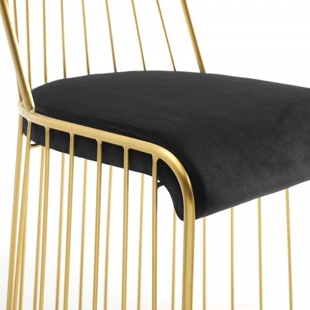 Rivulet Gold Stainless Steel Performance Velvet Dining Chair, Gold Black