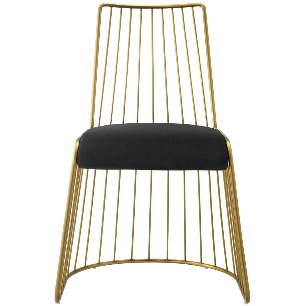 Rivulet Gold Stainless Steel Performance Velvet Dining Chair, Gold Black