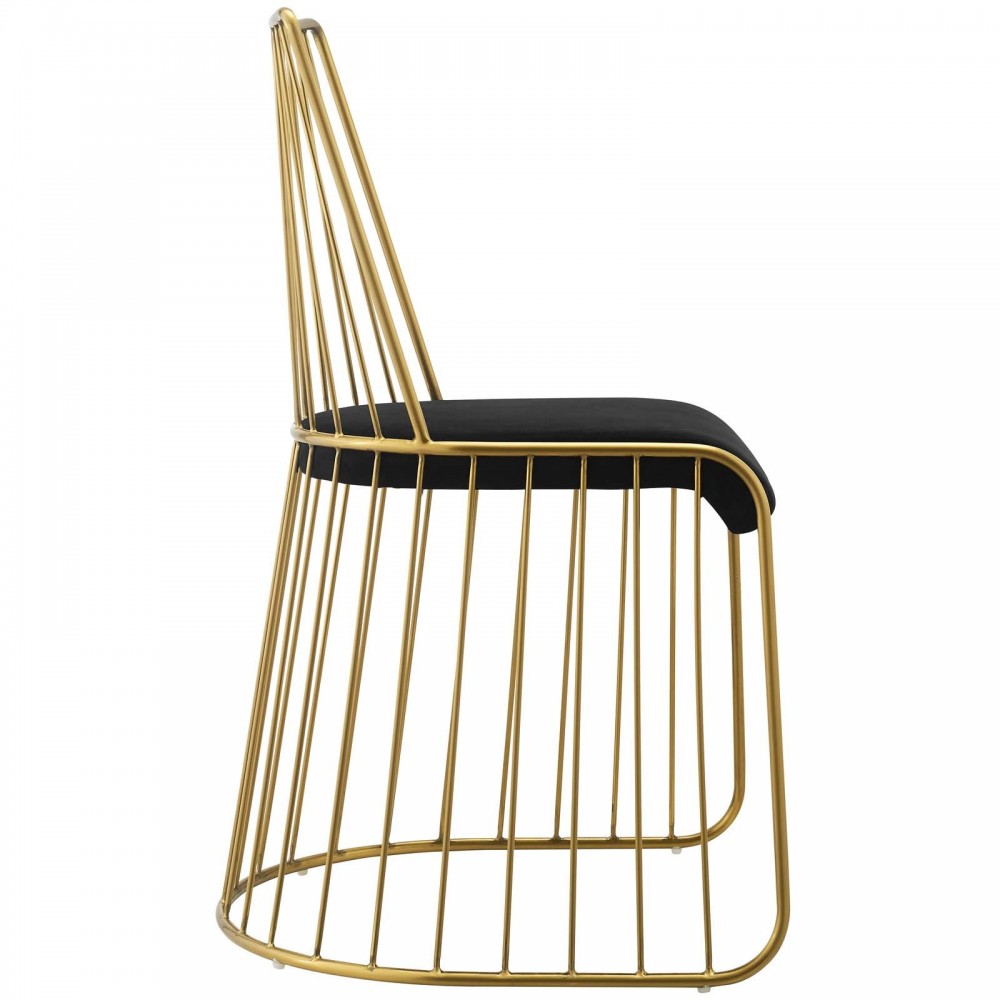 Rivulet Gold Stainless Steel Performance Velvet Dining Chair, Gold Black