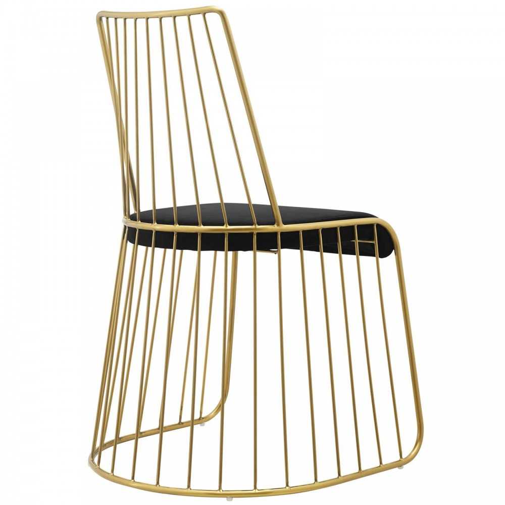 Rivulet Gold Stainless Steel Performance Velvet Dining Chair, Gold Black