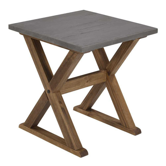 Robin 22" X Leg Solid Wood Side Table - Gray/Brown