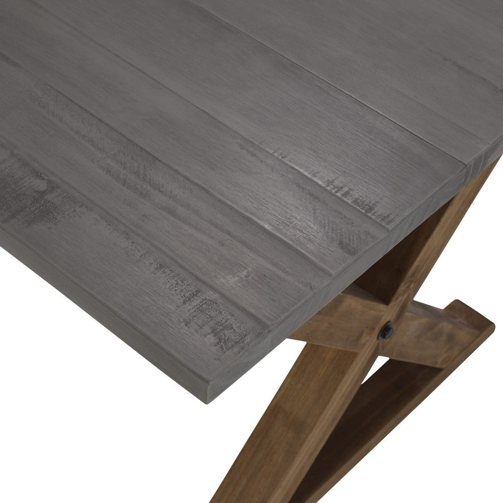 Robin 48" X Leg Solid Wood Coffee Table - Gray/Brown