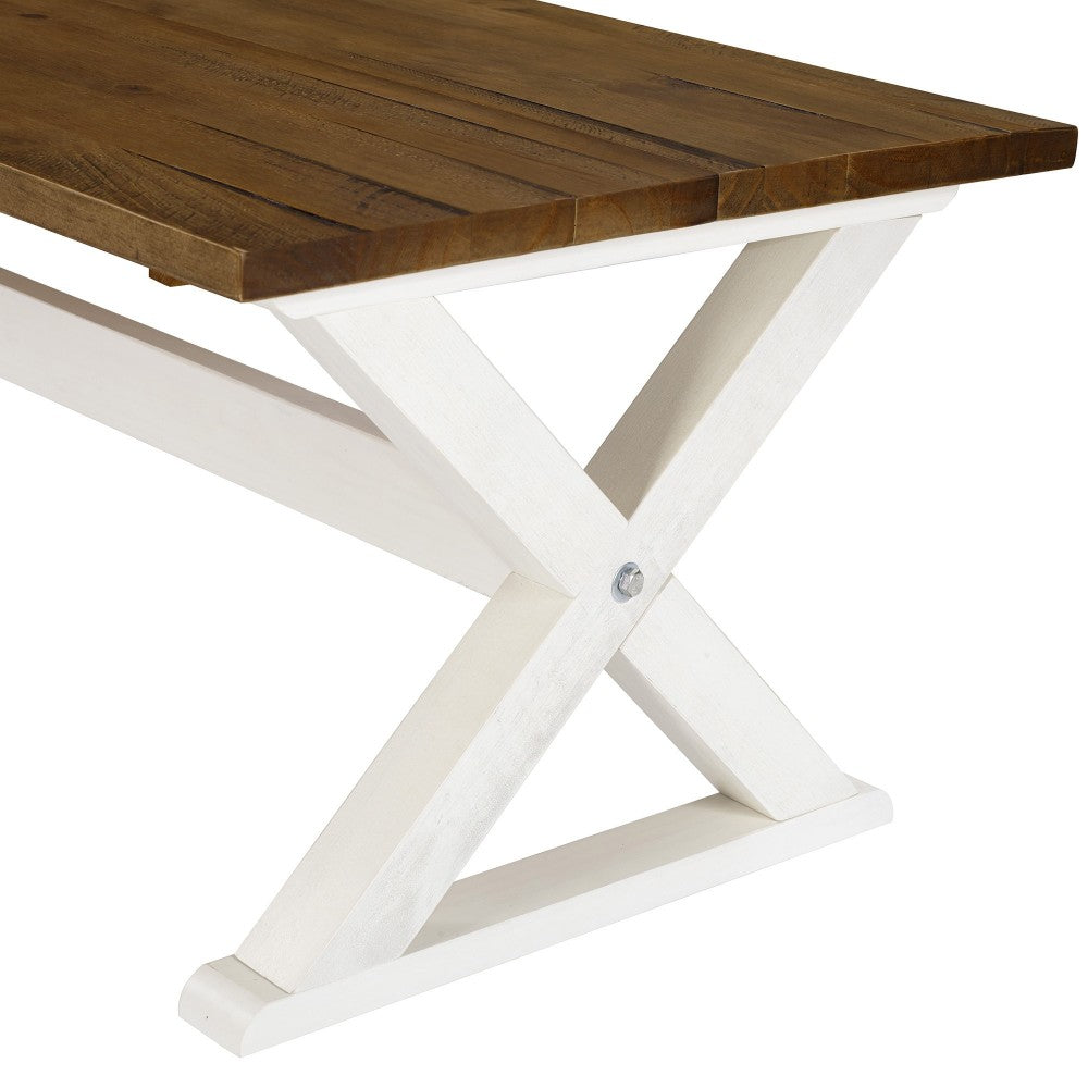 Robin 48" X Leg Solid Wood Coffee Table - Rustic Oak/White Wash