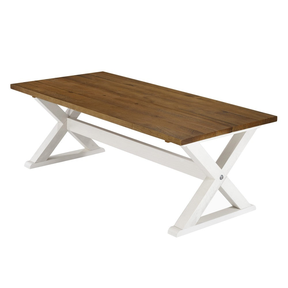 Robin 48" X Leg Solid Wood Coffee Table - Rustic Oak/White Wash