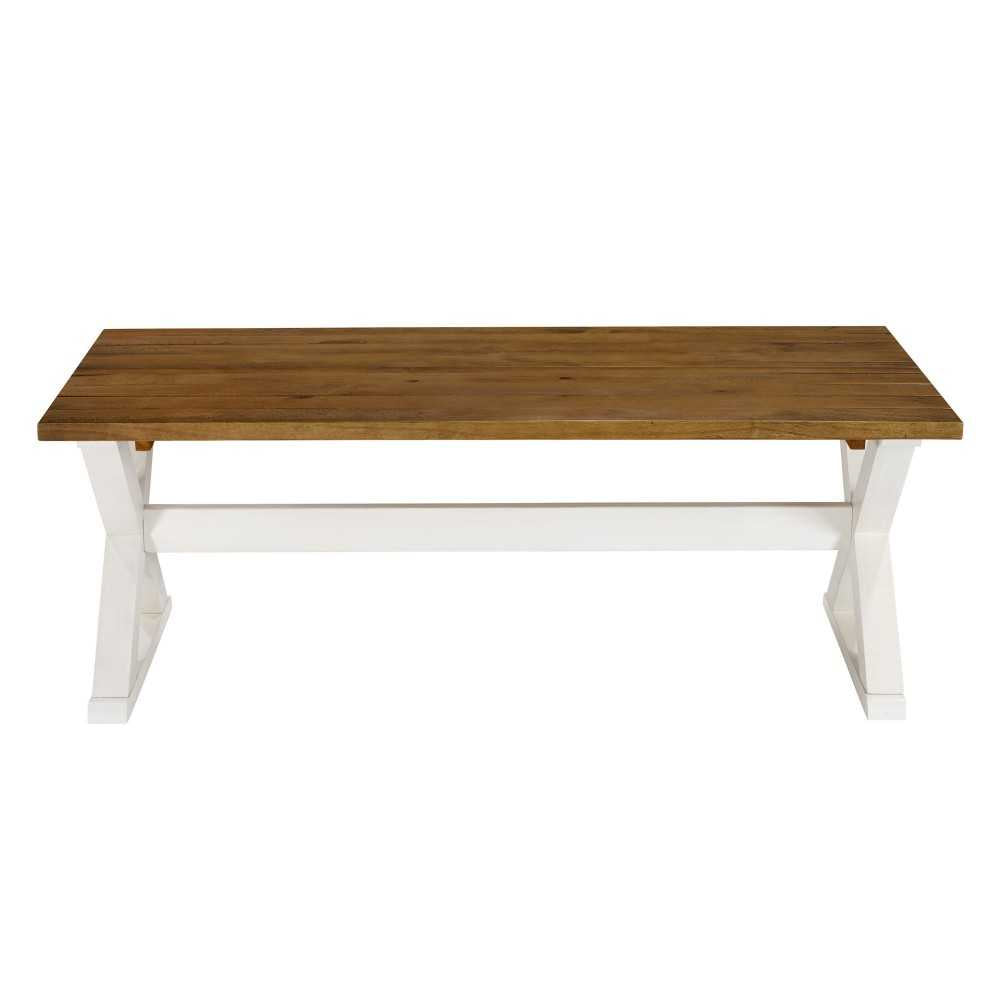 Robin 48" X Leg Solid Wood Coffee Table - Rustic Oak/White Wash