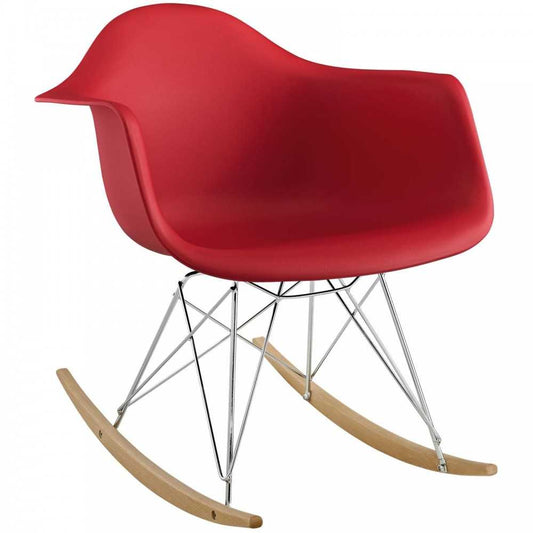 Rocker Plastic Lounge Chair, Red