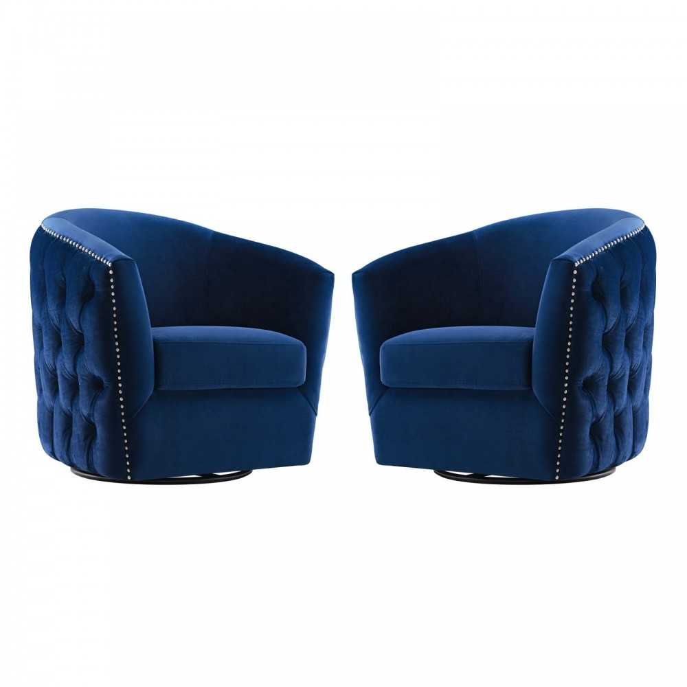 Rogue Armchair Performance Velvet Set of 2, Navy