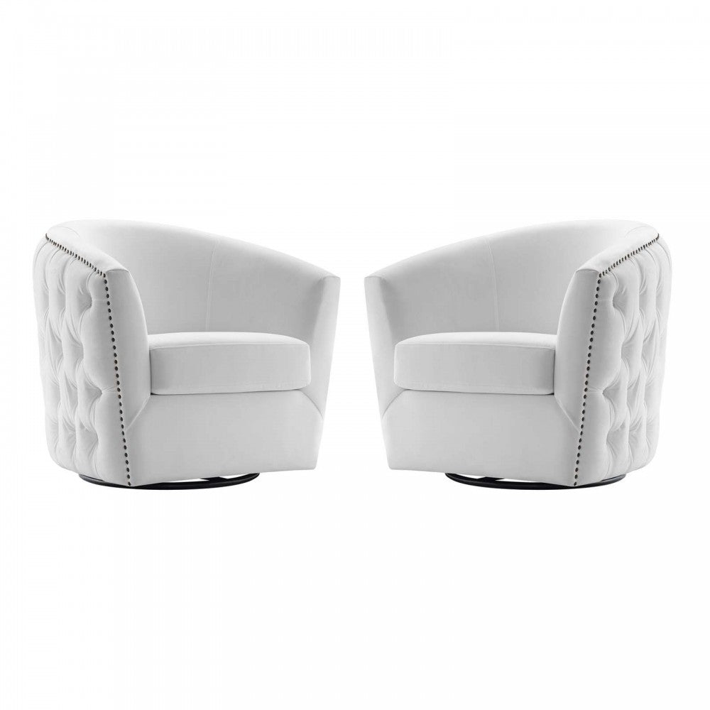 Rogue Armchair Performance Velvet Set of 2, White