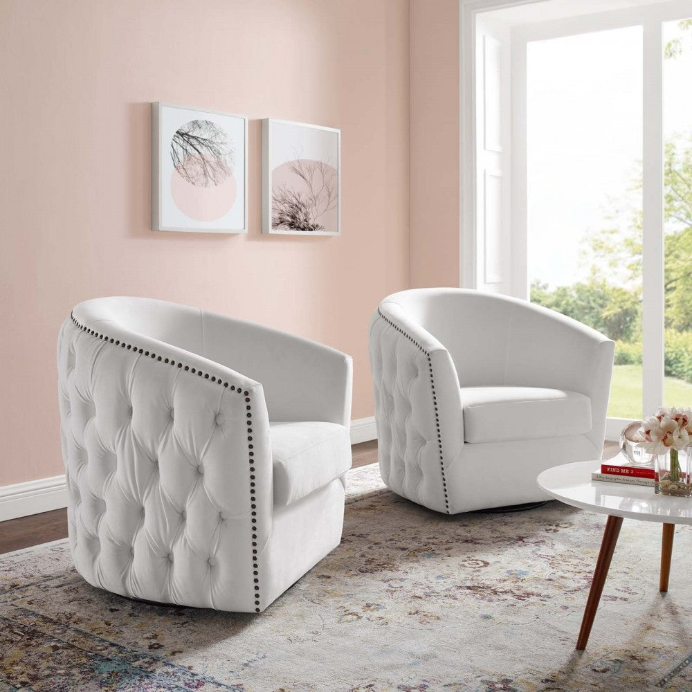 Rogue Armchair Performance Velvet Set of 2, White