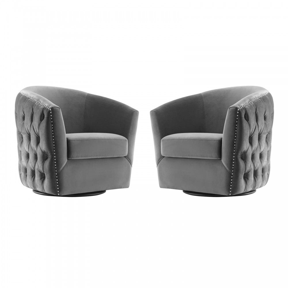 Rogue Armchair Performance Velvet Set of 2, Gray