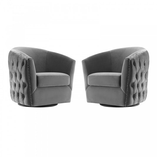 Rogue Armchair Performance Velvet Set of 2, Gray