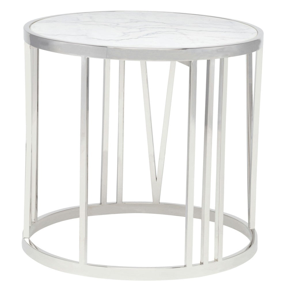 Roman White Stone Side Table