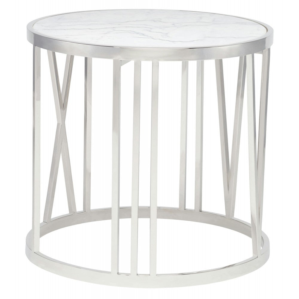 Roman White Stone Side Table