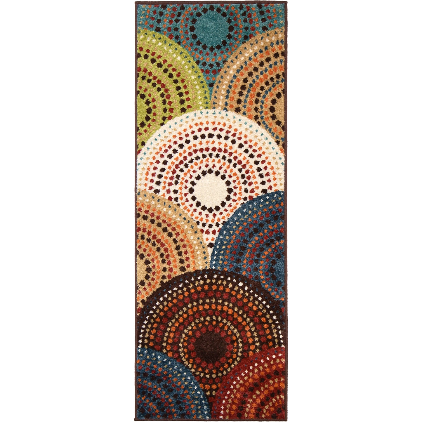 Orian Courtyard Bright Dotted Circles Multi 22"X60"