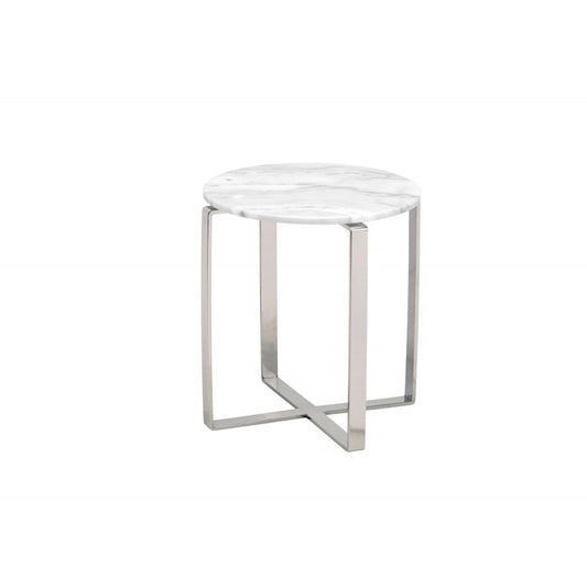 Rosa White Stone Side Table