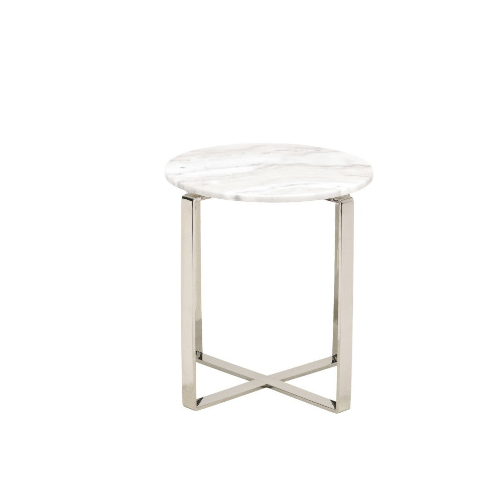 Rosa White Stone Side Table