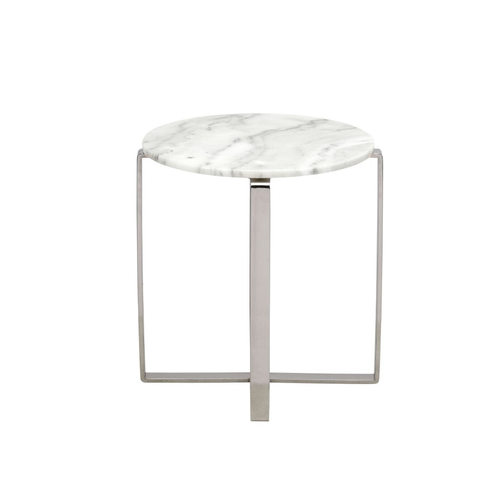 Rosa White Stone Side Table