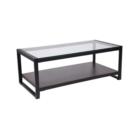 Rosedale Glass Coffee Table with Black Metal Frame