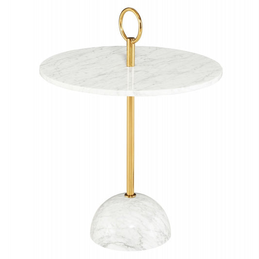 Roseta White Stone Side Table