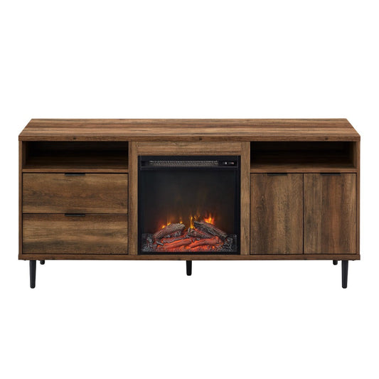 Roth Modern Storage Fireplace Console - Rustic Oak