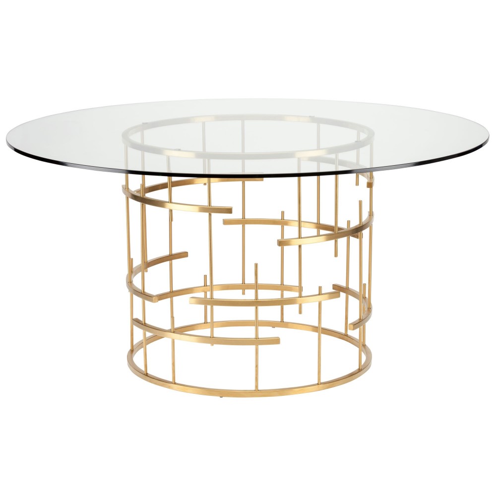 Round Tiffany Gold Metal Dining Table