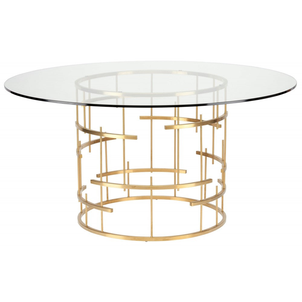 Round Tiffany Gold Metal Dining Table