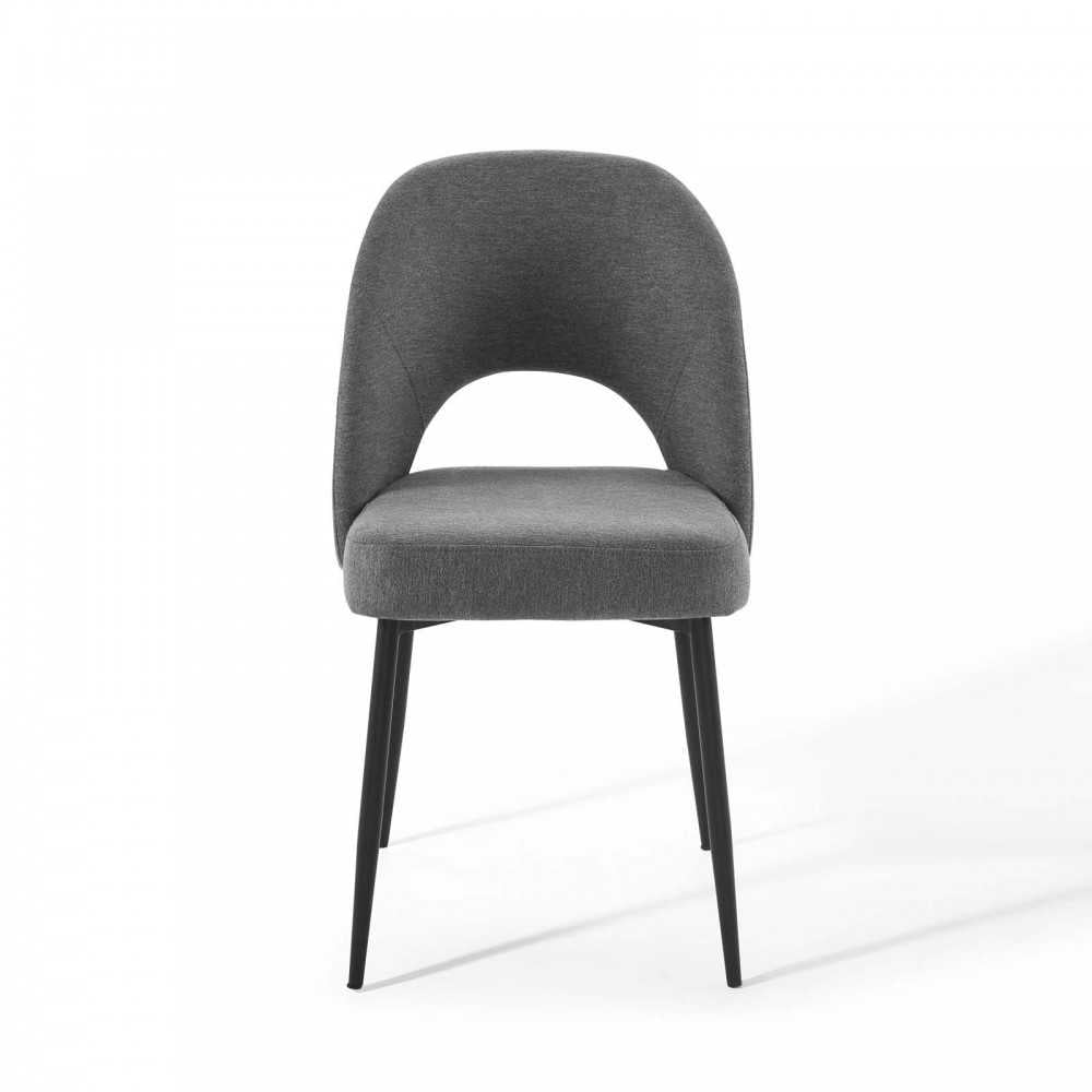 Rouse Dining Side Chair Upholstered Fabric Set of 2, Black Charcoal
