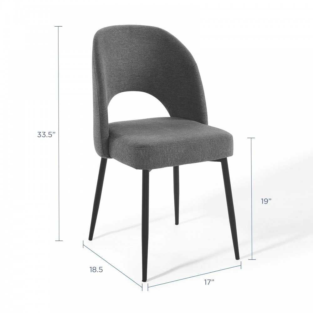 Rouse Dining Side Chair Upholstered Fabric Set of 2, Black Charcoal