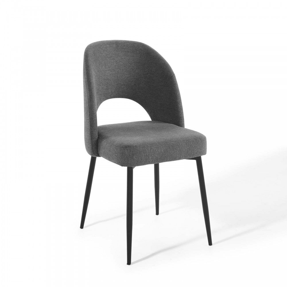 Rouse Dining Side Chair Upholstered Fabric Set of 2, Black Charcoal