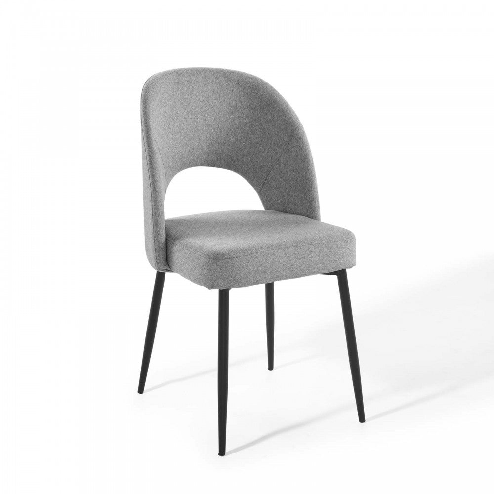 Rouse Dining Side Chair Upholstered Fabric Set of 2, Black Light Gray