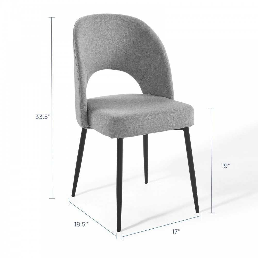 Rouse Dining Side Chair Upholstered Fabric Set of 2, Black Light Gray