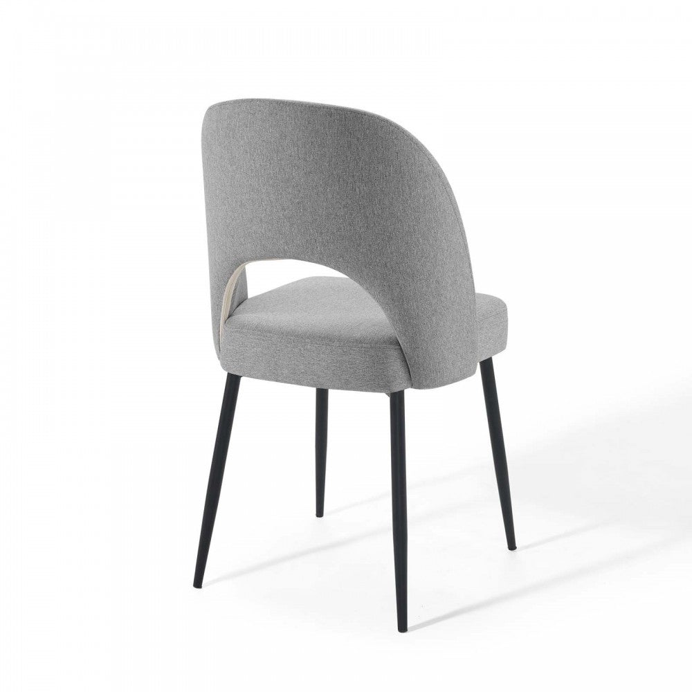 Rouse Dining Side Chair Upholstered Fabric Set of 2, Black Light Gray