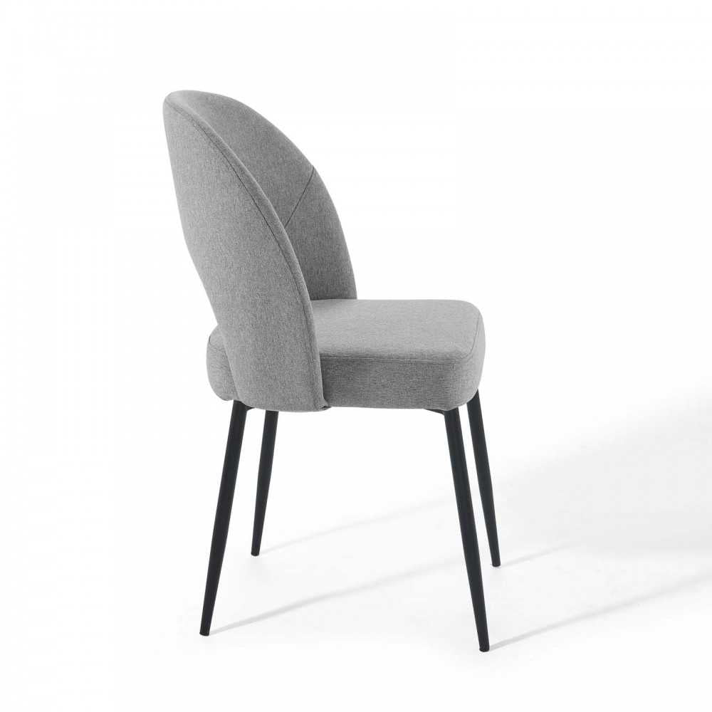 Rouse Dining Side Chair Upholstered Fabric Set of 2, Black Light Gray