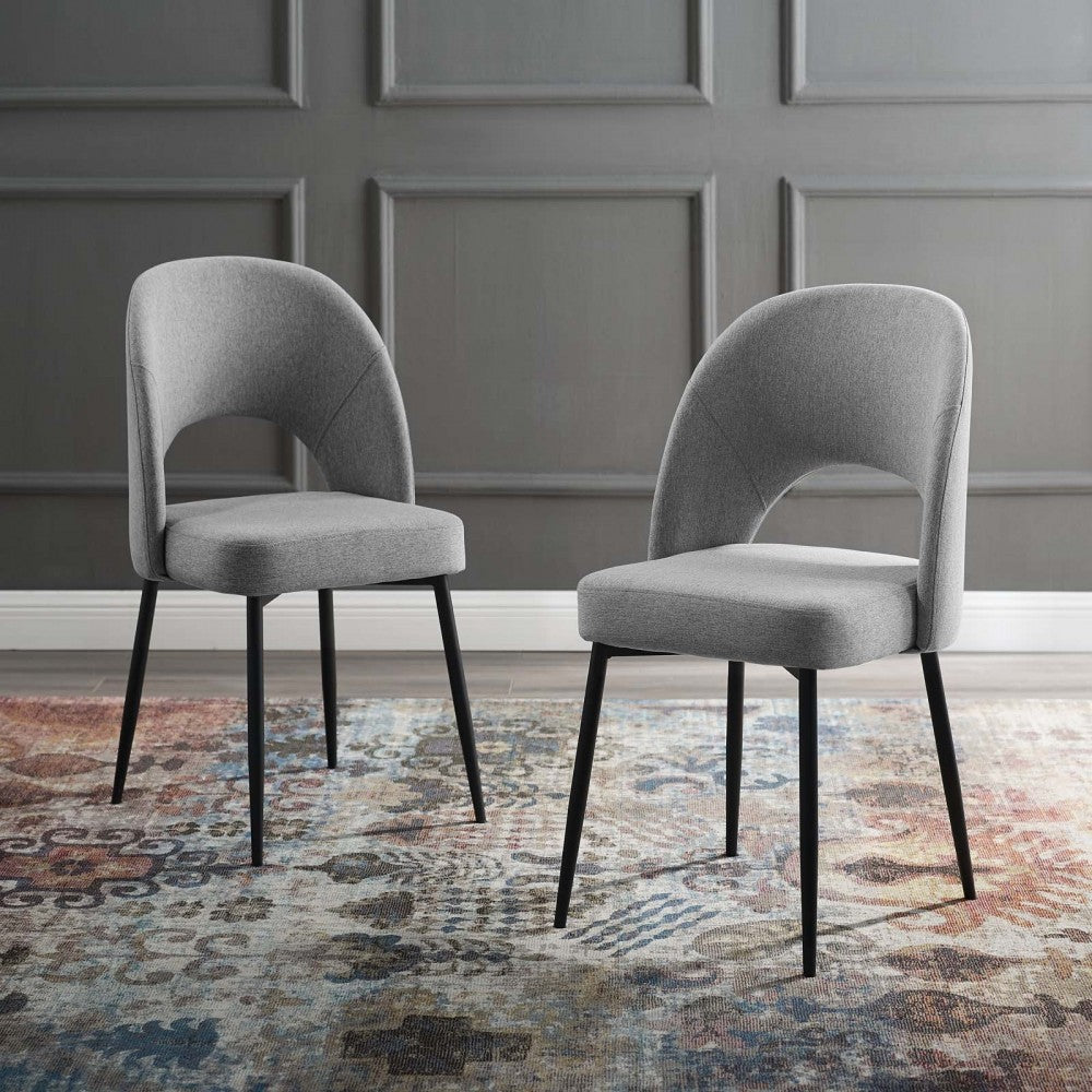 Rouse Dining Side Chair Upholstered Fabric Set of 2, Black Light Gray