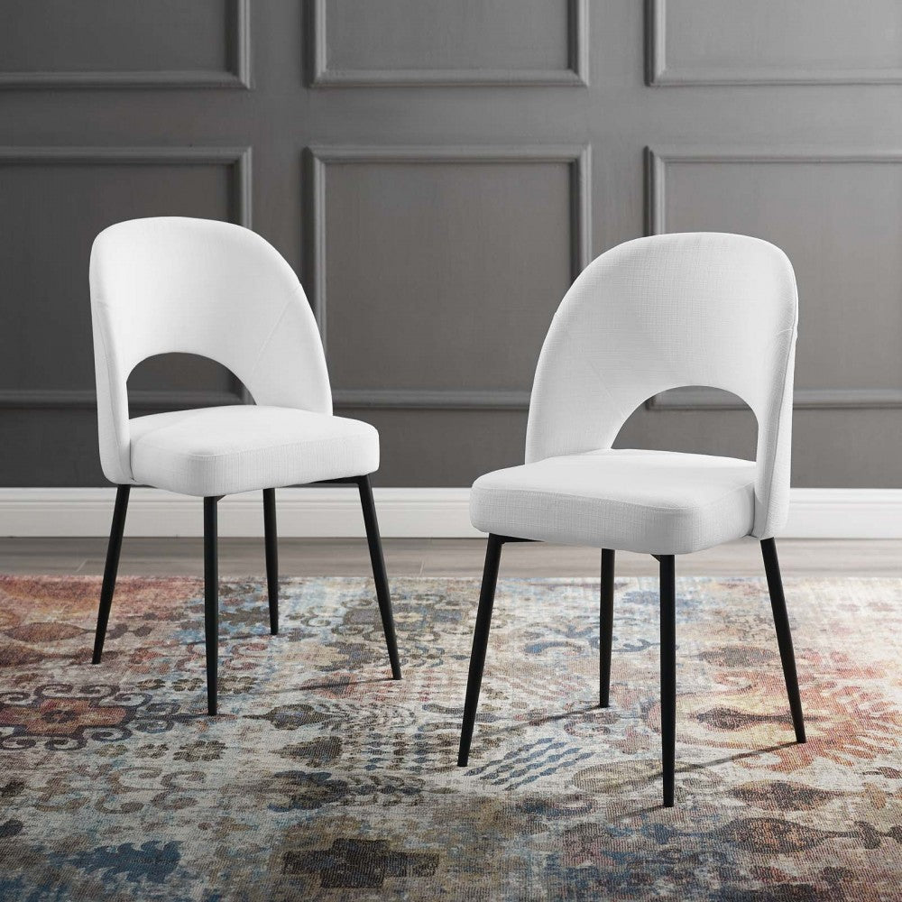 Rouse Dining Side Chair Upholstered Fabric Set of 2, Black White