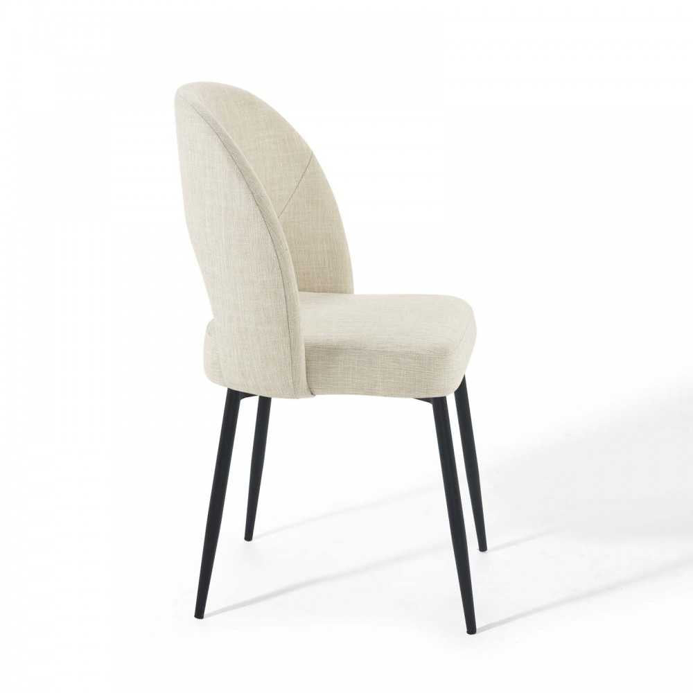 Rouse Dining Side Chair Upholstered Fabric Set of 2, Black Beige