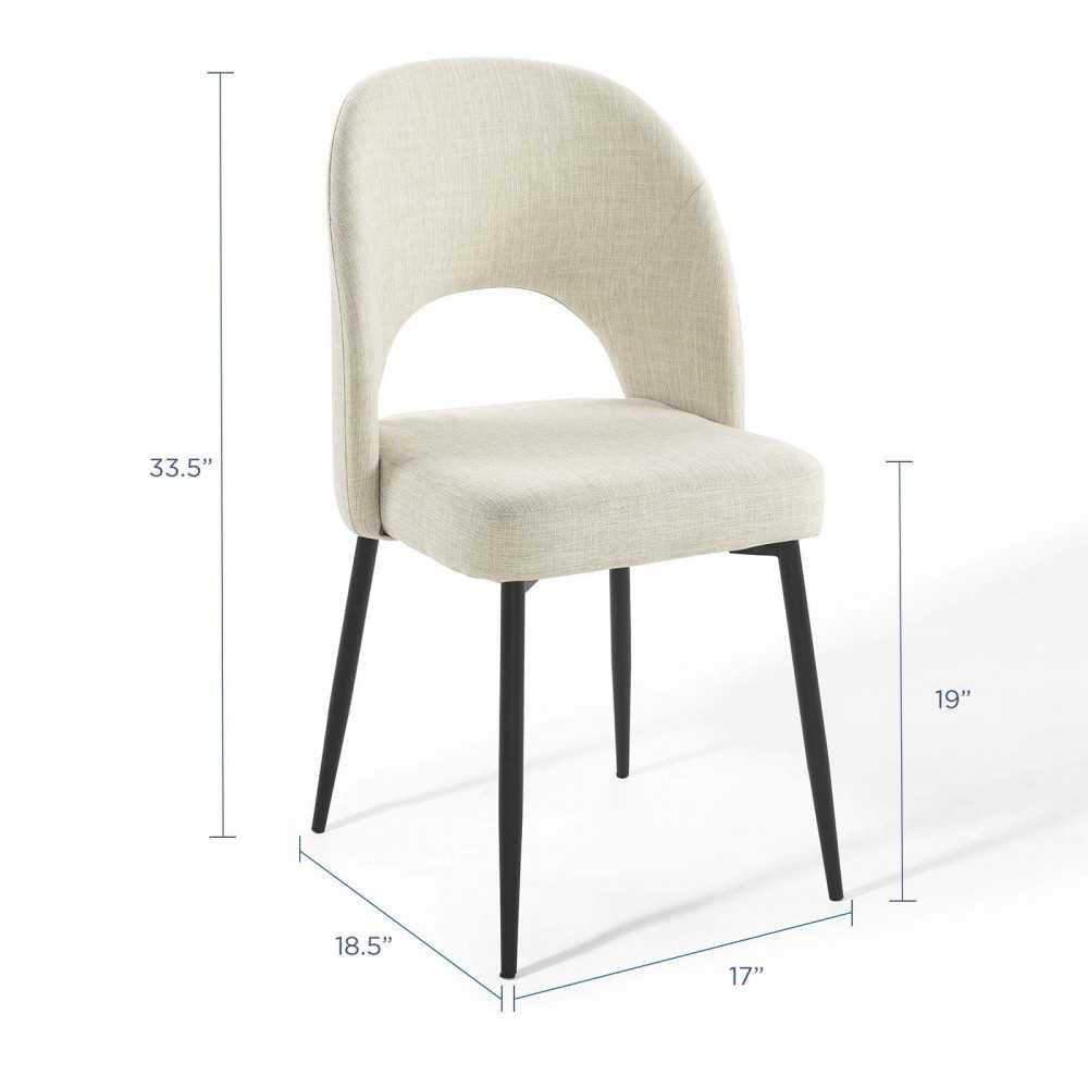 Rouse Dining Side Chair Upholstered Fabric Set of 2, Black Beige