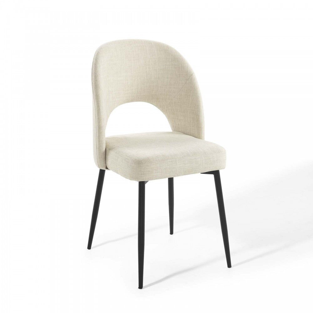 Rouse Dining Side Chair Upholstered Fabric Set of 2, Black Beige