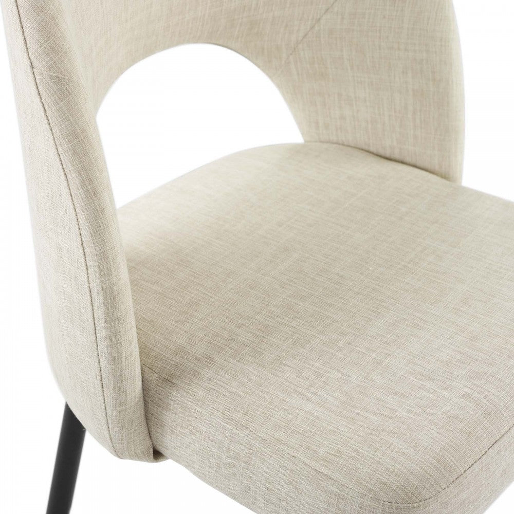 Rouse Dining Side Chair Upholstered Fabric Set of 2, Black Beige