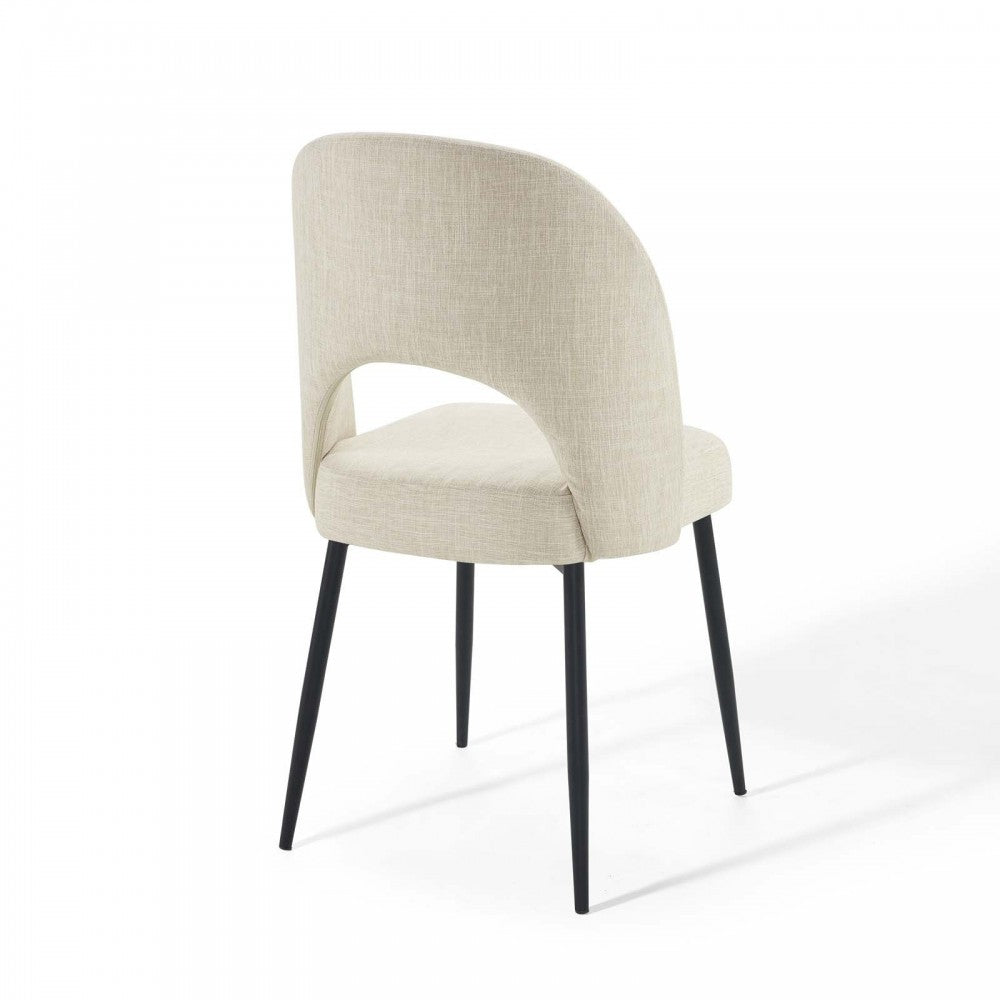 Rouse Dining Side Chair Upholstered Fabric Set of 2, Black Beige