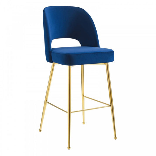 Rouse Performance Velvet Bar Stool, Navy, EEI-4642-NAV