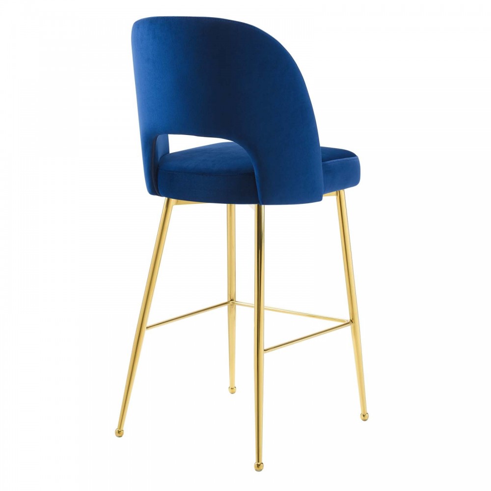 Rouse Performance Velvet Bar Stool, Navy, EEI-4642-NAV